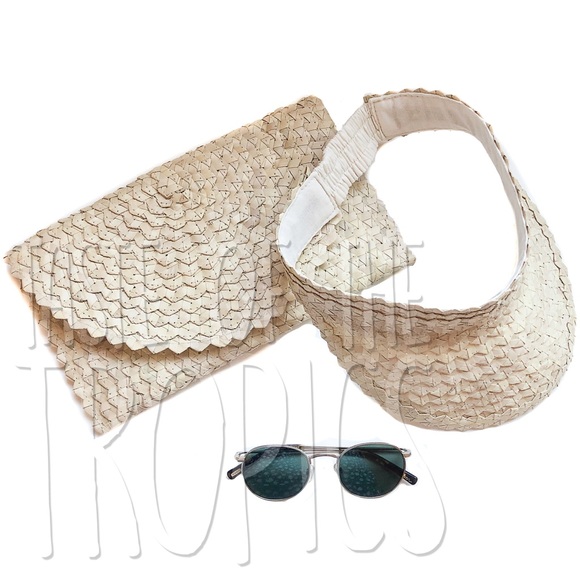 Woven Straw Purse / Raffia Bag - Brown White Green - Picture 6 of 8